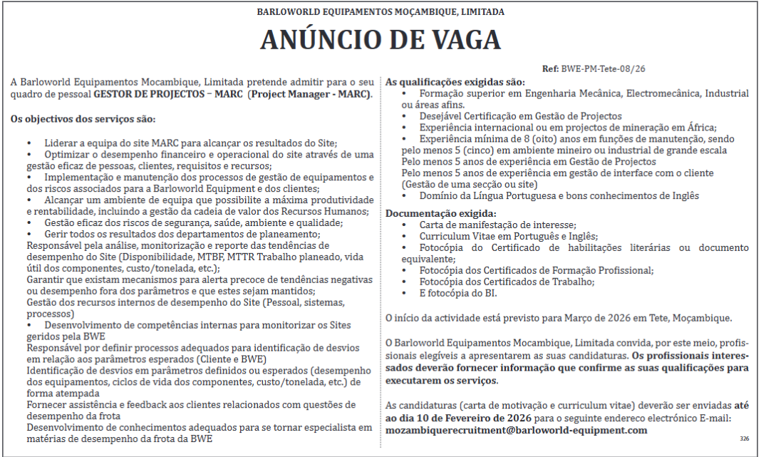 Contratação de um Gestor de Projectos