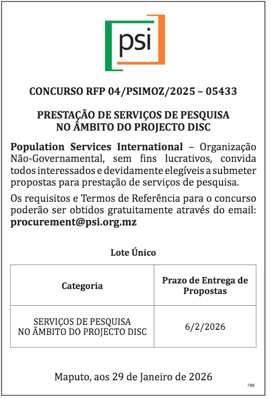 Prestação de Serviços de Pesquisa no Âmbito do Projecto Disc