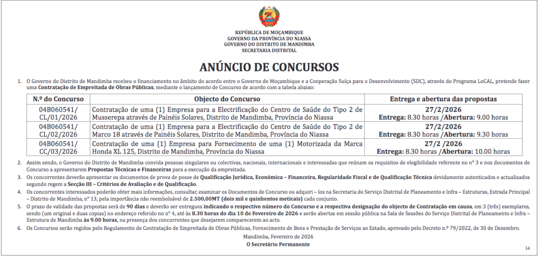 Contratação de Empreitada Para Obras Públicas